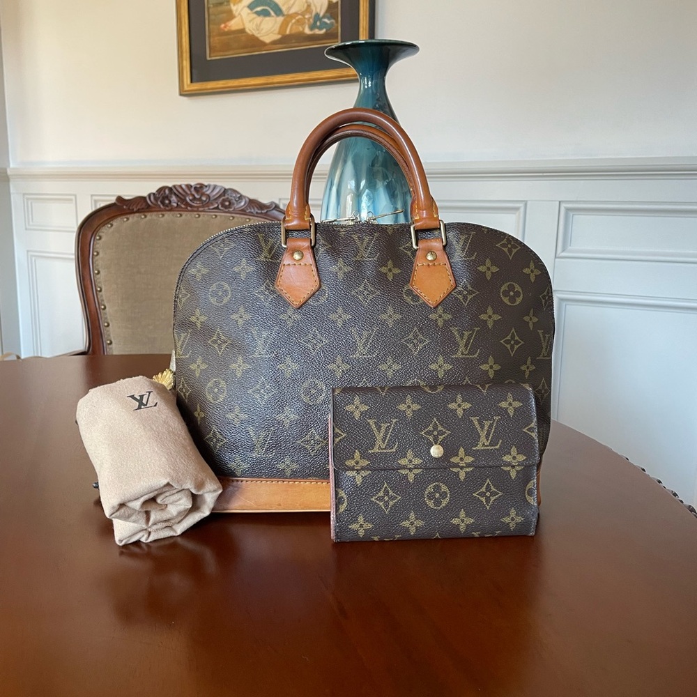 Louis Vuitton Brown Monogram Alma Satchel with Wallet